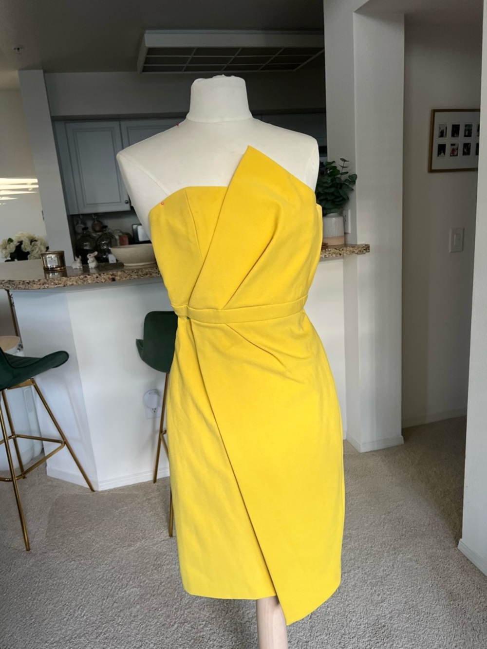 House of CB Yellow Strapless Sheath Dress
